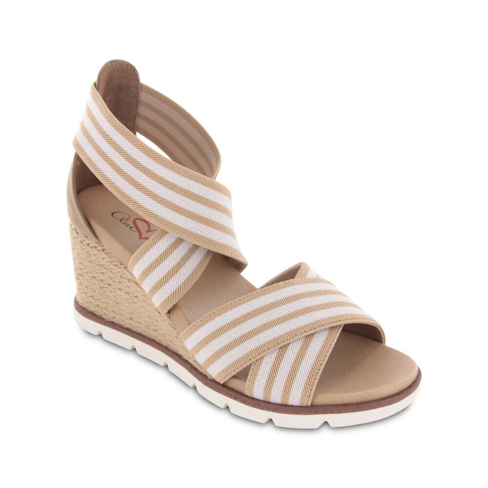 Mia Amore Haiku Sandals Womens US 10 Natural White Round Toe Wedge Heel JOBB2188